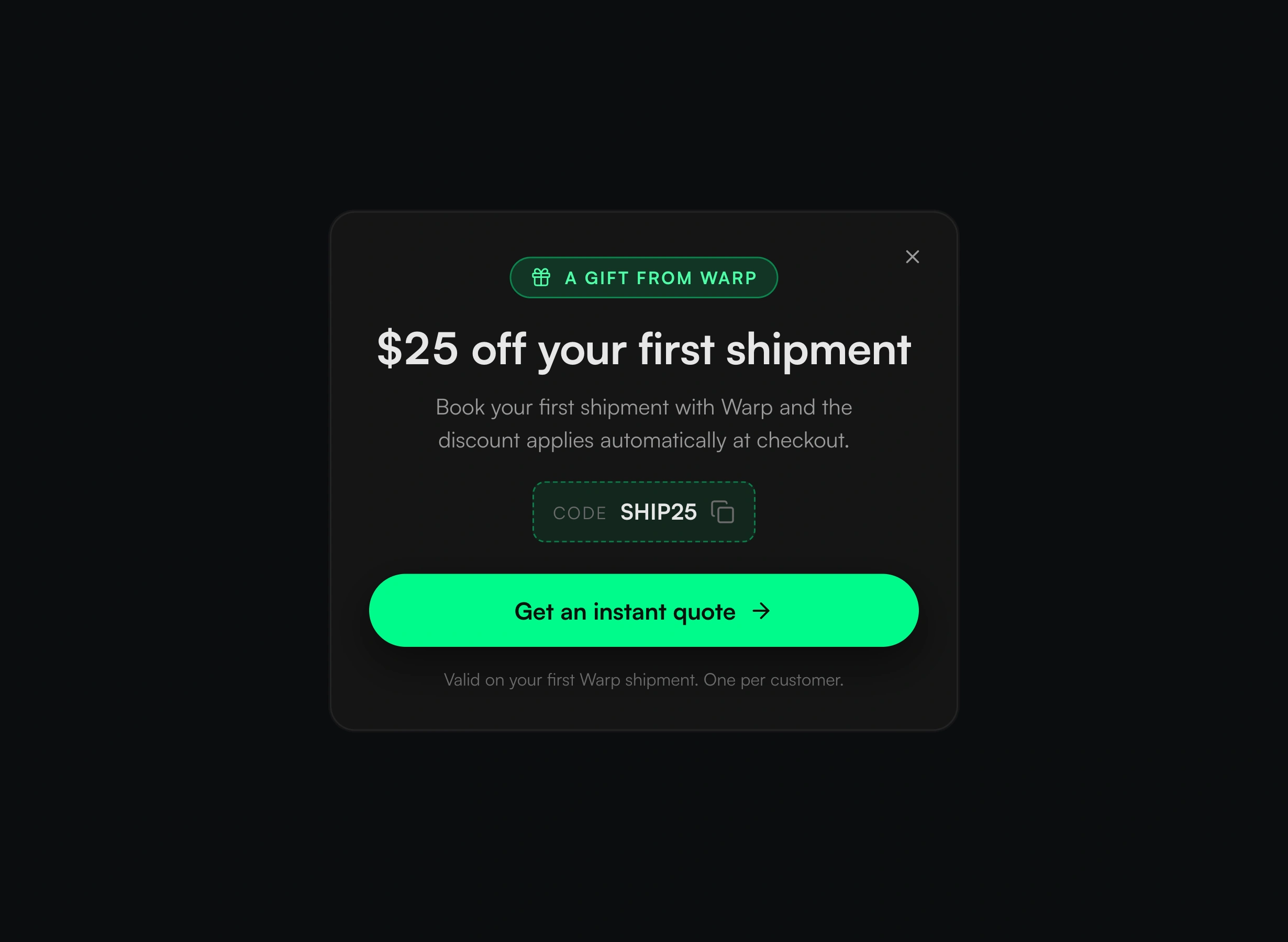 The first booking offer informed by shipment state.